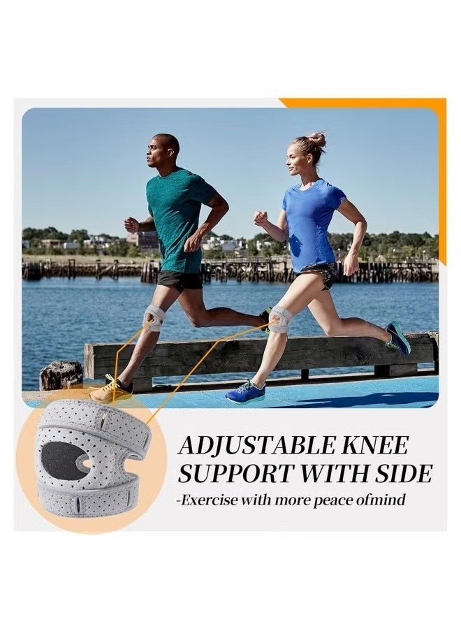 1 Pcs Knee Brace for Women Men | Pain Relief Adjustable Patellar Tendon Support Sleeves Brace Knee Joint Strap for Hiking Joint Support Brace for Men and Women, Athletic Support for Running, Walking, Exercise Recovers(Grey) - Image 4